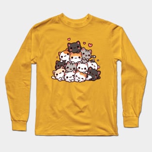 Kawaii Cats Pile Long Sleeve T-Shirt